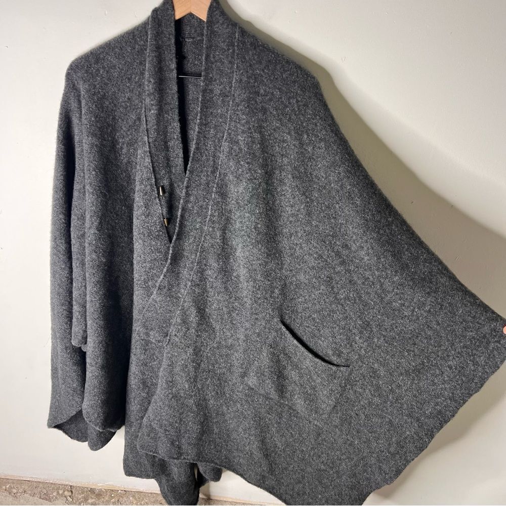 Isabel Benenato Charcoal Shawl Wrap Oversized Drapey Wool Yak designer Italy